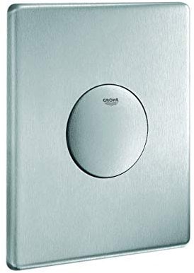 Grohe, Piastra di azionamento per cassette di risciacquo ad incasso Skate 156 x 197 mm, con interruttore a pulsante, acciaio inox, 38445SD0