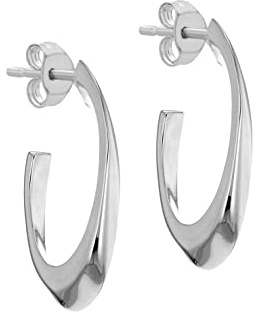 Tuscany Silver Damen Creolen Sterling Silber Oval Versetzt