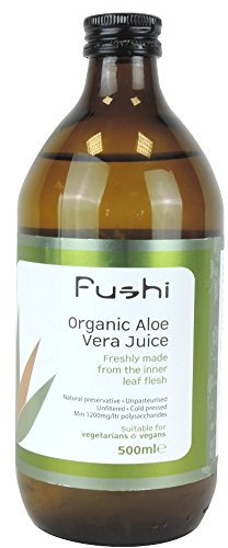 Fushi Organic Aloe Vera Juice 500 ml |min 1700 Polysaccharides|Cold-Pressed|Natural Preservative|Ethical & Vegan Society Approved|Manufactured in the UK