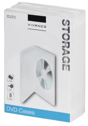 Vivanco DVD Hülle (geeignet für 1 DVD, CD, Blue-ray, 5er Pack) transparent