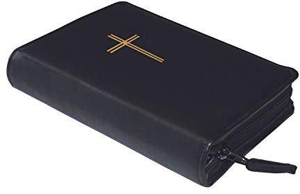Gotteslob-Buchhülle Kreuz Schwarz/Kustleder