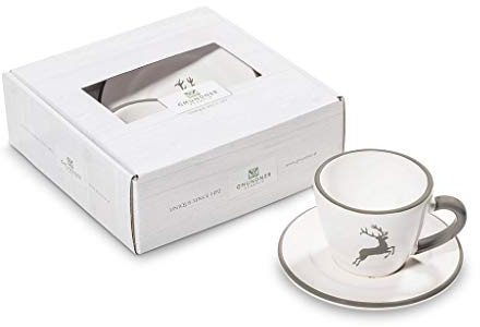 GMUNDNER KERAMIK Espresso for you Gourmet Geschirrset grauer Hirsch Geschirr, handgemacht in Österreich