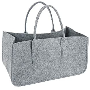 Close Up Filztasche Kaminholztasche Filzkorb Korb Kaminholzkorb Filz Zeitungsständer Zeitungskorb, ca. 50 x 25 x 25 cm (Hellgrau)