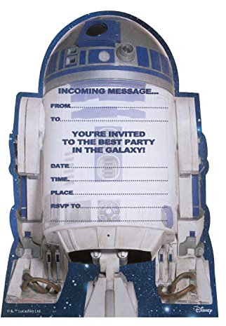 Hallmark Birthday Party Invites - Pack of 20 Star Wars R2-D2 Design