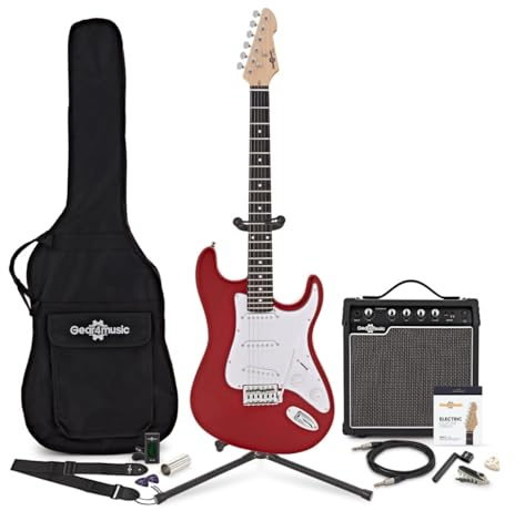 Set Completo de Guitarra Eléctrica LA + Amplificador de 15 W Rojo