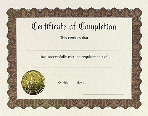 Great Papers! Ready-to-Use Completion Certificates, 11 x 8.5, Ivory/Gold with Brown Border, 6 Pack