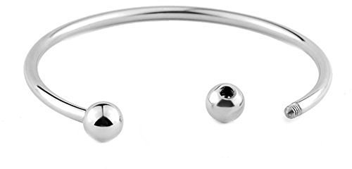 RUBYCA 10pcs White Silver Plated Bangle Bracelet Screw End Ball Cuff Charm Beads DIY Jewelry