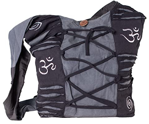 Vishes Damen Yogitasche Stonewash Tragetasche Umhängetasche Damentasche Beuteltasche Baumwolle schwarz-Grau