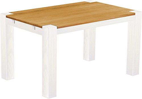 Esstisch Rio Kanto 140x90 cm Honig Weiss Pinie Massivholz Größe und Farbe wählbar Esszimmertisch Küchentisch Holztisch Echtholz vorgerichtet für Ansteckplatten Tisch ausziehbar Brasilmöbel