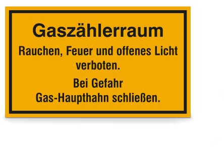 SafetyMarking® Hinweisschild Gaszählerraum… | BxH: 25,0 x 15,0 cm | Material: PVC-Folie | Befestigungsart: Zum Verkleben | Betriebskennzeichnung