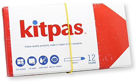 Kitpas Crayon Medium 12 Farben – helle, kräftige Buntstifte für fast jede Oberfläche, einschließlich Papier, Glas und Spiegel