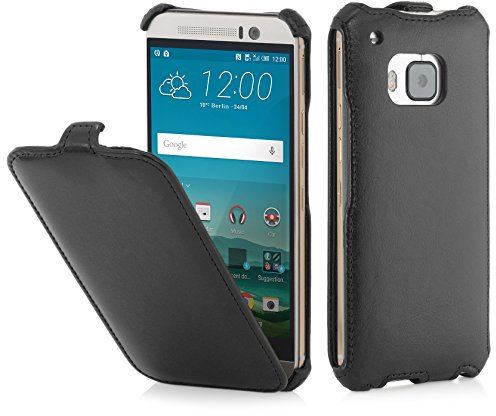 STILGUT Slim Case, Tasche Hülle kompatibel mit HTC One M9, schwarz glatt