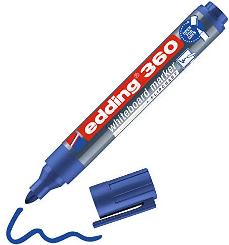 edding 360 Whiteboardmarker - blau - 1 Whiteboard Stift - Rundspitze 1,5-3 mm - Boardmarker abwischbar - für Whiteboard, Flipchart, Magnettafel, Pinnwand, Memoboard - Sketchnotes - nachfüllbar