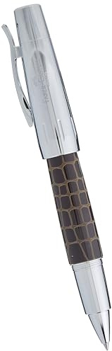 Faber-Castell 148275 - Tintenroller e-motion Edelharz Kroko, inklusive Geschenkbox, Metallspitze: 0,7 mm, Schaftfarbe: braun/silber