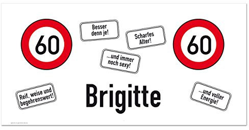 Cera & Toys® Verkehrszeichen Riesen Banner zum Geburtstag mit Wunschnamen 0,80 m x 1,60 m (60. Geburtstag)