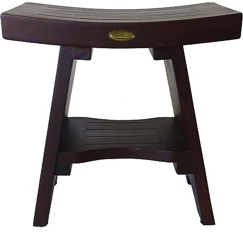 Decoteak serenità 18 Stile Orientale Doccia in Teak Sgabello Panca con ripiano 18 Length x 12 Depth x 18 Height Marron 1
