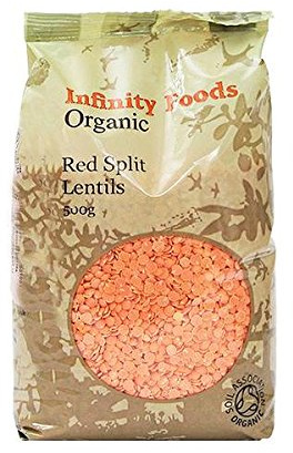 Infinity Foods Organic Split Red Lentils Fit Diet 500g for Healthy Lifestyle Superfood