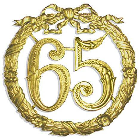 Walter Kunze Jubiläumszahl 65, Ø 24 cm, Gold, Jubiläumskranz
