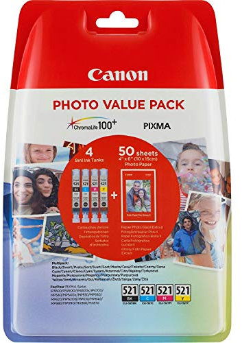 Canon 2933B010 Multi-Pack Original Tintenpatronen, Schwarz/Gelb/Magenta/Cyan, 4-er Pack
