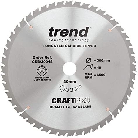 Trend Lama per sega circolare CraftPro TCT combinata per sega da banco o troncatrice, diametro 300 mm x 48 denti x 30 foro, punta in carburo di tungsteno, CSB/30048