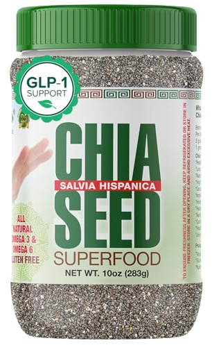 Sanar Naturals Chia Seeds, 10 oz | High Fiber, Omega 3, Plant Based Protein, Raw Black Chia Seeds, Vegan, Non GMO, Gluten Free, Superfood for Smoothies, Oatmeal, Baking, GLP-1 Support