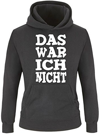 Comedy Shirts - DAS WAR ICH NICHT - Kinder Hoodie - Schwarz/Weiss Gr. 152/164