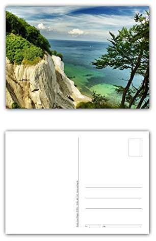 12 Stück Postkarten Blick von Insel Rügen mit Kreidefelsen Meeresbucht/Ostsee Format: DIN A6 / 105 x 148 mm (PKT-110)