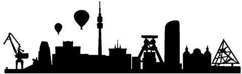 Skyline4u Aufkleber Ruhrgebiet mit Sehenswürdigkeiten 20 x 6,1cm schwarz