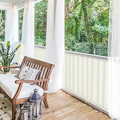 BALCONIO Balkon Sichtschutz wasserabweisend Balkonbespannung Balkonabdeckung für Balkon Terrasse aus Polyester-Weiss-300 x 85 cm