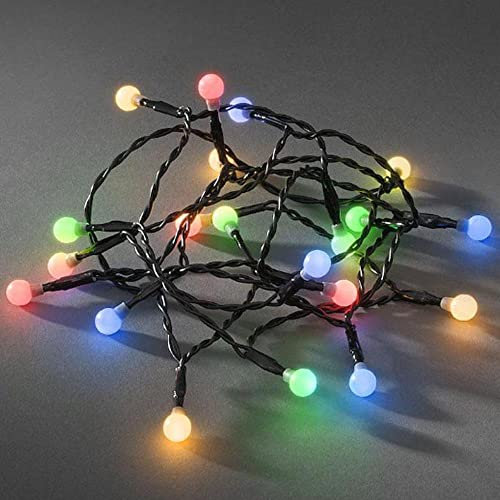 Konstsmide LED Globelichterkette, runde Dioden, 6h Timer, 50 bunte Dioden, batteriebetrieben, Innen, schwarzes Kabel - 1492-507