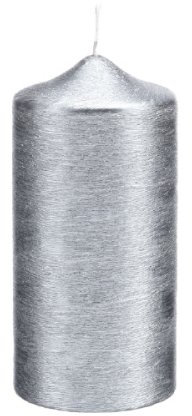 Stumpenkerzen Grau Perlmutt geriffelt, 25 x 7 cm, 2 Stück