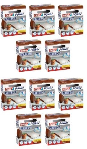 TESA - Nastro adesivo in tela extra power, 19 mm x 2,75 m, confezione da 10, colore: Marrone