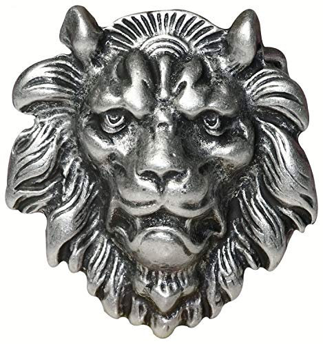 FRONHOFER Koppelschnalle Löwenkopf für 4 cm Gürtelriemen, altsilber, 17712, Farbe:Silber, One Size Accessoires :One Size