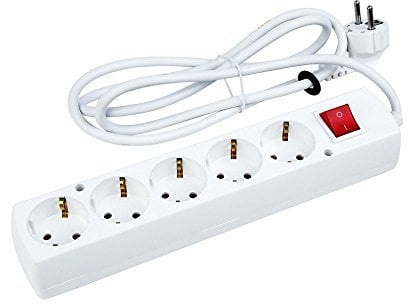 Jonex Verlängerungskabel 5-fach mit Schalter 10m kabel, Steckdosenleiste, Schukosteckdose (10.0 Meter)