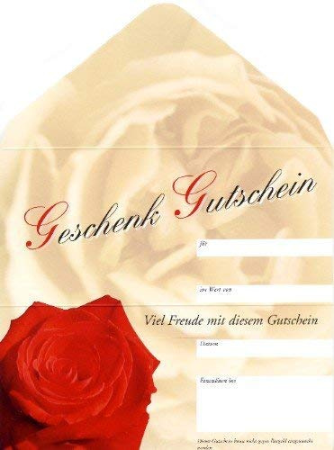 Unbekannt Gutscheinkarte mit Lasche zum Verschließen Motiv Rose Pack mit 25 Stück