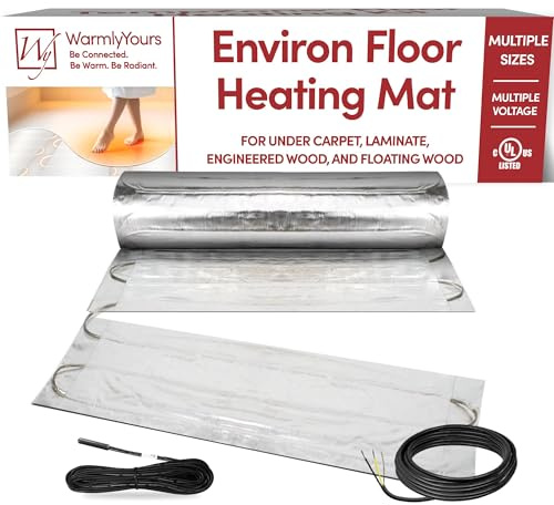 Electric Radiant Floor Heating for Carpet, Laminate and Floating Wood Floors - 9 sq.ft. Cut-and-Turn for Custom Fit – Ultra-Thin Heated Mat - WarmlyYours Environ 1.5 x 6 ft., 240V, 12 Watts/sq.ft.