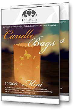 EinsSein 10x Luminarias Lichttüten Liebesfalter Mini Schmetterling für Hochzeit Party Dekoration Hochzeitsdeko Tischdeko Papierlaternen