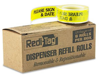 Nachricht Pfeil Flagge Refills, Bitte-Zeichen und Datum, Gelb, 6 Rollen von 120 Flaggen, 1 Box verkauft, 6 Rolle Pro Box