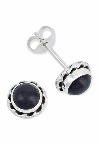 Ohrstecker 925 Silber Onyx schwarzer Stein Edelstein Ohrringe echt Silber Damen Sterling Silber Stecker Geschenk(MOS-024-03)