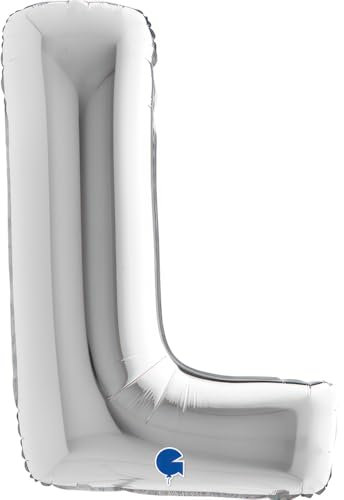 Grabo XXL Riesen Buchstabe Folienballon 102 cm (40) Farbauswahl – Perfekte Deko für Geburtstage, Jubiläen & Feiern – Happy Birthday - für Helium und Luft! Wiederverwendbar! (Silber, L)