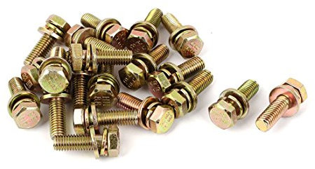 sourcing map 20 Stk. Verzinkt Sechskantkopf Schraube mit Scheibe M8x25mm 8,8 Grad Gelb