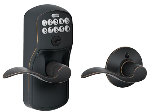 Schlage FE575 PLY 716 ACC Plymouth Keypad Entry with Auto-Lock and Accent Levers, Aged Bronze