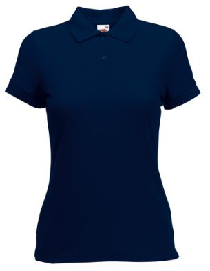 FRUIT OF THE LOOM LADY FIT PIQUE POLO SHIRT - (S-XXL) 9 COLOURS (SMALL - 32 - SIZE 10, DEEP NAVY BLUE)