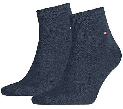 Tommy Hilfiger Men's Quarter 2P Ankle Socks, Blue, Size 39