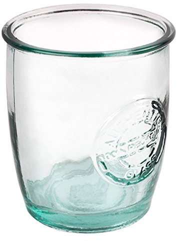 drinkstuff Authentic Recycled Glass Tumblers 16oz / 400ml - Set of 6 - Green Glass Highball Glasses