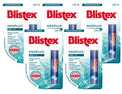 Blistex MedPlus Stick Lippenbalsam, starke Pflege, rissige, brennende, trockene, glanzlose Lippen, 5 Stück
