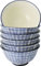 Nicola Spring Patterned Cereal Bowls - Navy - 16cm - Pack of 6 - Hand Printed Japanese Style Porcelain Serving Bowls for Dessert, Pasta, Cereal, Salad, Noodles, Soup