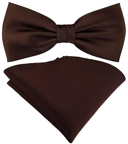 TigerTie Satin Fliege Einstecktuch in dunkelbraun Uni einfarbig + Aufbewahrungsbox