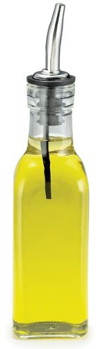 Tablecraft Oil & Vinegar Bottle with Stainless Steel Pourer 6.3oz / 177ml | Oil Drizzler, Vinegar Drizzler