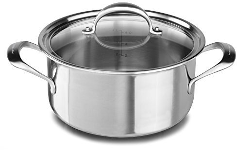 KitchenAid KC2C60LCST Schmortopf mit Deckel, 5-lagig, Kupferkern, 1,8 l, Edelstahl, mittelgroß, Edelstahl-Finish